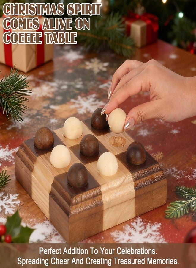 Kuabiz Tic Tac Toe Decor 8x8 Inch Wooden Tic Tac Toe Board Classic Wooden Family Board Coffee Table Decor Livingroom Checkered Modern Boards for Family Adults Activities (Brown, Wood) - Image 4